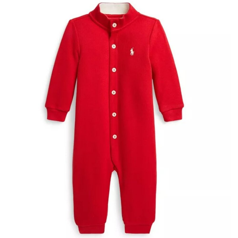 Polo Ralph Lauren French-Rib Cotton Red Coverall, 6M